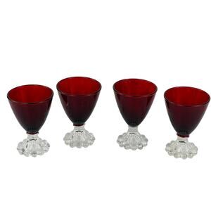 Anchor Hocking Berwick Boopie Ruby Red Liquor Glasses 4”; 2 oz.; Set of 4